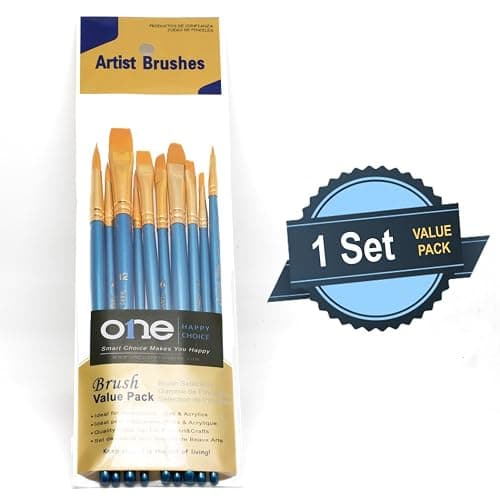 10 Pieces Synthetic Hair Paint Brush Set, Blue, for Acrylic, Oil and Watercolor Painting (1 Set) thumbnail 6