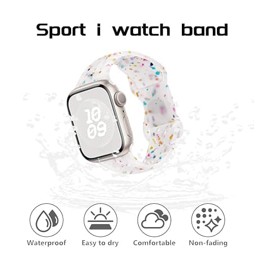Sport Band Compatible with Apple Watch Band 38mm 40mm 41mm 42mm 44mm 45mm 49mm, Cute Soft Silicone Strap Replacements for iWatch Series 9 8 7 6 5 4 3 2 1 Ultra SE thumbnail 4