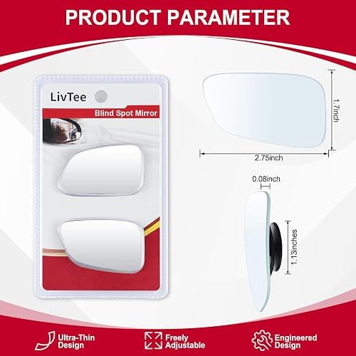 LivTee Blind Spot Car Mirror, HD Glass Frameless Convex Side Mirror Blindspot, Wide Angle Rear View Mirrors for SUVs, Trucks and RVs - Car Accessories thumbnail 3