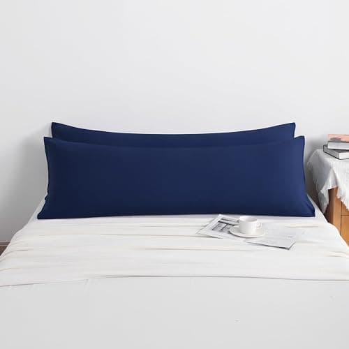 NTBAY Body Pillow Cases Set of 2, 2 Pack Brushed Microfiber 20x54 Pillow Cases, Soft, Wrinkle, Fade, Stain Resistant Navy Blue Pillow Cases with Envelope Closure, 20x54 Inches, Navy Blue thumbnail 2