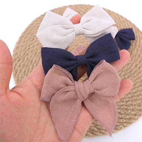 12 PCS Linen Bow Hair Clips for Baby Girls Hair Bows Alligator Clips Accessories Infants Toddler Kids Hairgrips (Assorted B) thumbnail 6