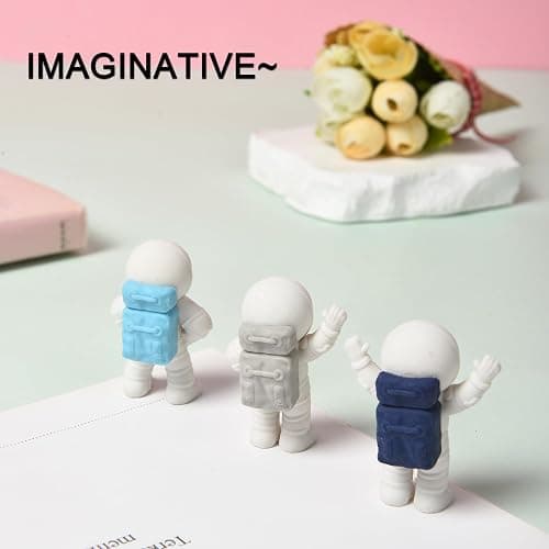 HILAZA 18Pcs Cute Outer Space Themed Erasers for Kids Bulk, Kawaii Fun Spaceman Desk Pet Pencil Erasers for School Classroom Supplies Prize Gifts Party Favors thumbnail 5