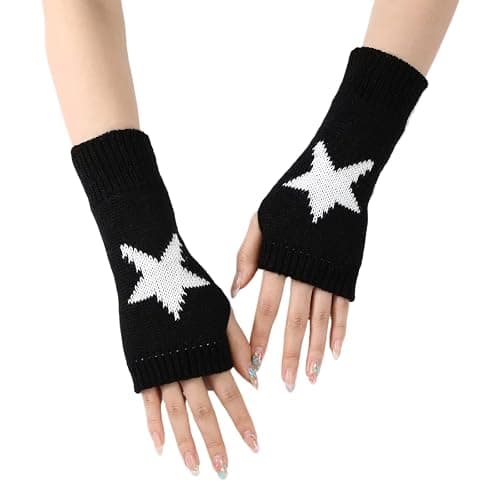 Sumleno Cute Y2K Star Fingerless Gloves Thumb Hole Mittens Fairy Grunge Accessories Harajuku Arm Warmers for Women Girls - Image 1