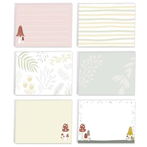 Woodland Mushroom Sticky Note Pads / 4" x 3" Whimsical Sticky Notes/Set of 6 Pads / 50 Sheets Per Pad/Trendy Gift Idea/Made in The USA - Image 1