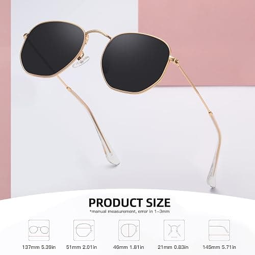 MEETSUN Polarized Hexagon Sunglasses for Women Men Polygon Square Sun Glasses UV400 Protection Metal Frame thumbnail 3