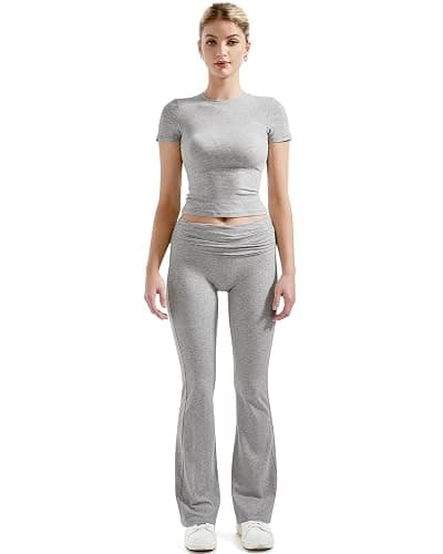 SUUKSESS Women 2 Piece Lounge Sets Going Out Y2K Foldover Pants Matching Pajamas thumbnail 4