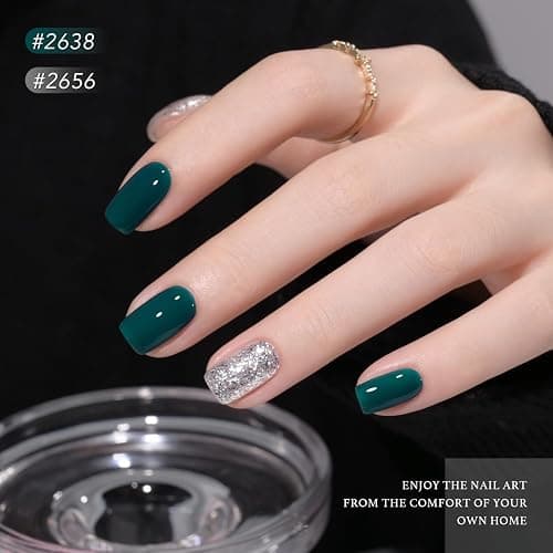 GAOY 42 Pcs Gel Nail Polish Kit, Nude Green Red Glitter Colors All Seasons Gel Nail Polish Set with Glossy & Matte Top Coat and Base Coat for Salon and DIY Manicure at Home thumbnail 3