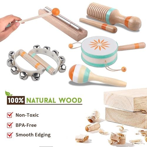Toddlers Musical Instruments-Baby Montessori Wooden Musical Toys for Toddlers 1-3 Year Old,Kids Percussion Instruments Toy for Preschool Kids,Christmas Birthday Gift for Baby Boys Girls thumbnail 4