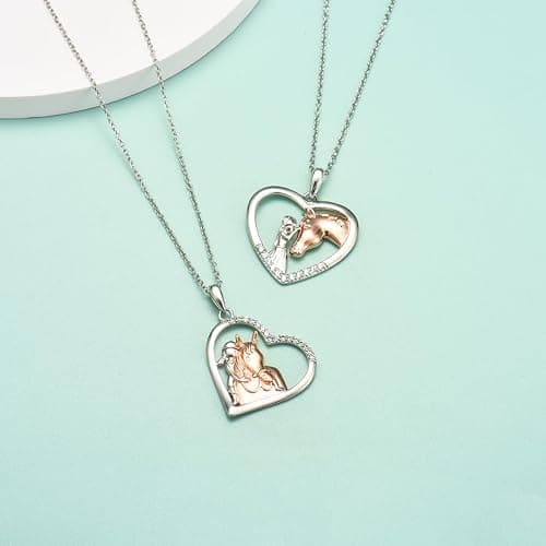 GULICX Horse Gifts for Teen Girl Women, Girl with Horse Necklace Heart Pendant Jewelry Gifts for Horse Lover Daughter Granddaughter Niece thumbnail 2