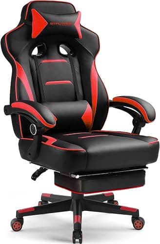 GTPLAYER Gaming Chair with Footrest, Big and Tall Game Chair 350lb Racing Style Computer Chair, Ergonomic Executive Office Chair High Back with Lumbar Support and Recliner, Red - Image 1