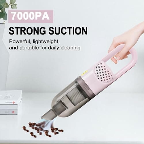 SIPPON Handheld Vacuum Cleaner, 2-in-1 Lightweight Stick Vacuum w/100W Powerful Motor & Led Display, Portable Hand held Vacuum for Home Hard Floor Carpet Pet Hair (Pink Cordless) - Pink Cordless thumbnail 3