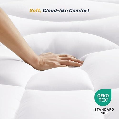 Full Mattress Pad Waterproof - Ergonomic Quilted Fitted Full Mattress Topper, 5-Layers Noiseless Washable Mattress Protector Cover with 8"-21" Deep Pocket (White, 54x75) thumbnail 5