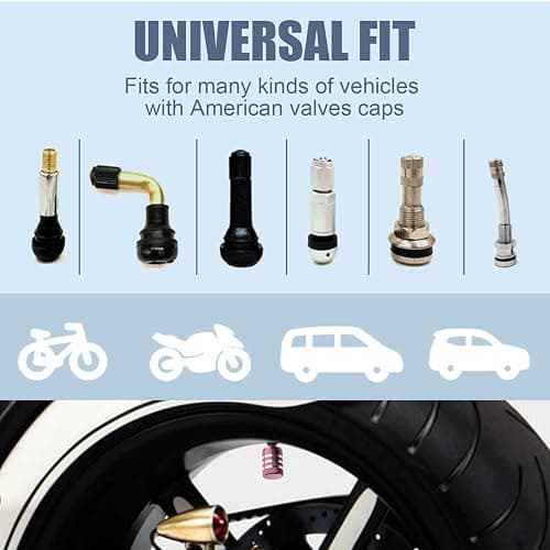 Tire Valve Stem Cap Cover - (5 Pack) Tire Air Cap Metal with Plastic Liner Corrosion Resistant Leak-Proof American Flag for Car Truck Motorcycle Bike Pink thumbnail 5