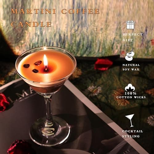 Espresso Martini Candle Unique Gifts for Women Girls,Strong Scented, Natural Soy Wax Coffee Candle Decor for Home,Bedroom,Coffee Martini Candles Gifts for Birthday,Valentine, Mother's Day thumbnail 2