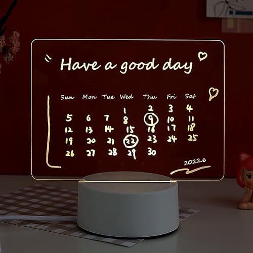 Acrylic Dry Erase Board 16 Colors Can Remote Control Light 7.3x5x0.2 Clear Desktop Note Memo Board, Includes Dry Erase Markers, Rewritable Night Light with Message Board, Soft Light Desk Lamp Gift - Image 1