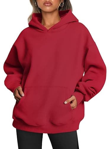 Trendy Queen Womens Oversized Hoodies Fleece Sweatshirts Fall Fashion 2025 Pullover Sweaters Winter Clothes - Fiery Red - Small