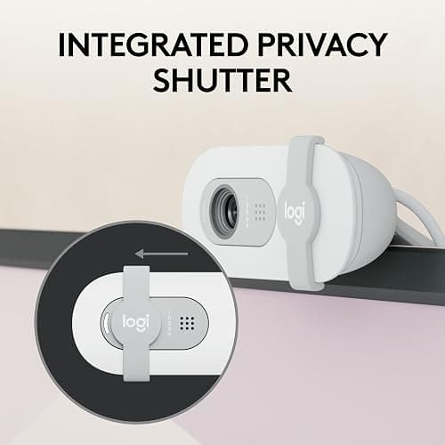 Logitech Brio 100 Full HD 1080p Webcam for Meetings, Streaming, Desktop, Laptop, PC - Built-in Mic, Shutter, Works with Zoom, Microsoft Teams, Nintendo Switch 2’s New GameChat Mode-Off -White thumbnail 4