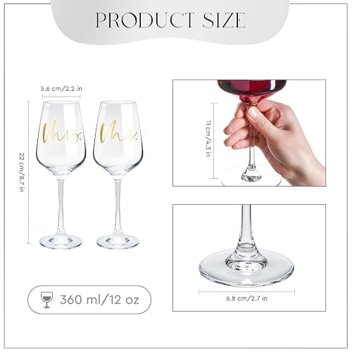 AW BRIDAL Mr and Mrs Wine Glasses Set of 2 for Engagement Bridal Shower, Wedding Gifts for Newlywed Couples 2026, Personalized Anniversary Wine Glass Gift Basket for Bride Groom and Fiance Fiancee thumbnail 3