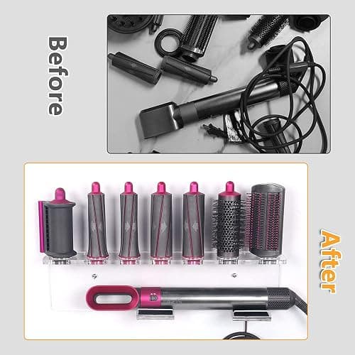 Affogato Wall Mount Holder Compatible with Dyson Airwrap Styler Accessories Acrylic Storage Holder Compatible with Dyson Airwrap Attachments Organizer Rack for Wand Barrels Brushes, Transparent Clear thumbnail 5