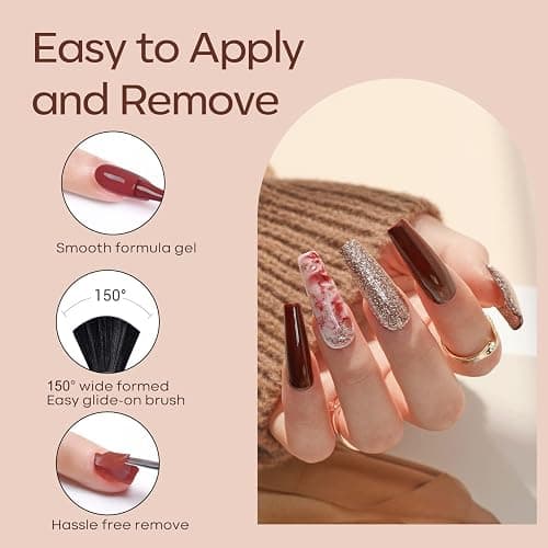 modelones Gel Nail Polish Kit -6 Colors Fall Winter Nude Pink Gel Polish Set Skin Tones Neutral Brown Soak Off Gel Nail Kit Manicure DIY Nail Art Salon Home Gift thumbnail 7