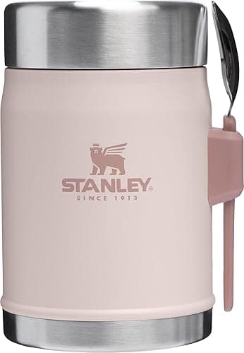 Stanley Classic Food Jar and Spork 14 oz | Vacuum Insulated Thermos Food Container | Wide Mouth Screw On Lid | Packable for Travel | Stainless Steel with Leakproof Lid | BPA-Free | Rose Quartz - Rose Quartz - Image 1
