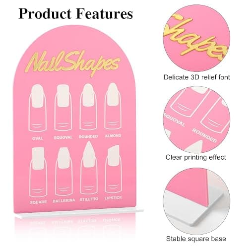 Nail salon signage on table 3D acrylic sign advice for nail tech room decor manicure business supplies essential nail tech must haves desktop sign stand board for nail art nails shape Pink thumbnail 3