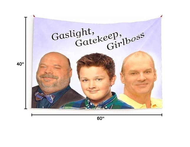 GOLEHS Gaslight, Gatekeep, Girlboss Tapestry with Easy Hanging Kit, Funny Flag for College Dorm, Available in Sizes from 40" to 90", Skin-Friendly Soft High-Definition Meme Tapestry(Size:60"×40") thumbnail 2