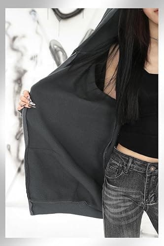 Sumleno Fairy Grunge Clothes Alt Emo Clothing Y2k Zip Up Hoodie Oversized Hooded Sweatshirt Harajuku Aesthetic Jacket thumbnail 6