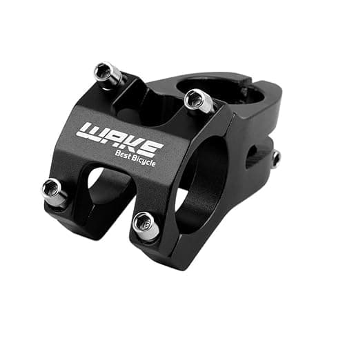 31.8 Stem 45mm Bike Stem Wake Mountain Bike Stem Short Handlebar Stem for Most Bicycle, Road Bike, MTB, BMX, Fixie Gear, Cycling (Aluminum Alloy, Black Blue Gold Red) - Black