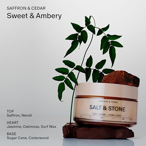 Salt & Stone Body Cream – Saffron & Cedar | Hydrating Formula with Seaweed Extracts, Spirulina & Squalane | Deep Hydration, Skin Barrier Support & Healthy Glow | for all Skin Types (6.7 fl oz) thumbnail 3