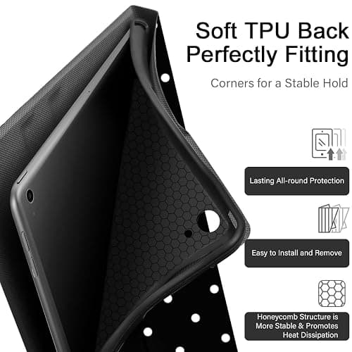 NBCDSUJ Classic White Polka Dot Tablet Case for iPad Air 13" M2 2024, Black Polkadot Print Design Cover for Girls Boy, Trendy Protective Cases Flip PU Leather Funda thumbnail 2