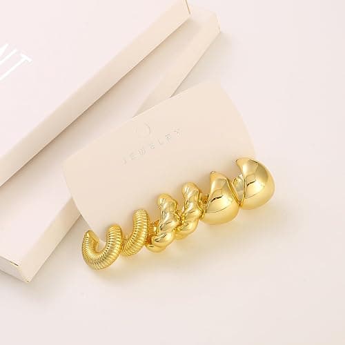 ILGANT 12 Pairs Chunky Gold Hoop Earrings Set for Women Trendy Lightweight Gold Plated Earrings Hypoallergenic Jewelry thumbnail 9