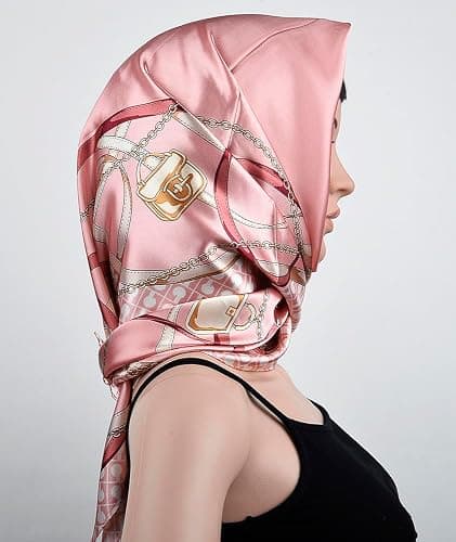 Beach Bag Scarf -  35x35 Large Square Satin Hair Scarf for Women – Silk-Feel Head Wrap, Night Protection, Fashion Bandana & Headscarf thumbnail 2