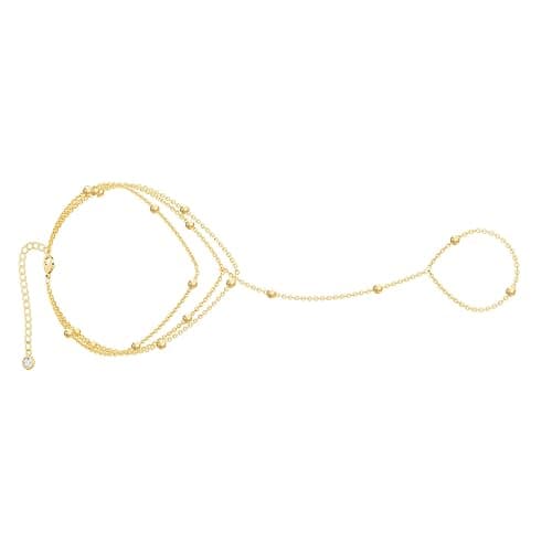 Picuzzy 14k Gold Plated Hand Chain for Women,Trendy Ring Bracelet Hand Chain Non Tarnish Beaded Cubic Zircon Infinity Finger Ring Slave Bracelet Stack Jewelry Gifts for Women thumbnail 9