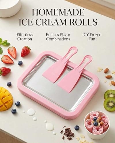 Rolled Ice Cream Maker, DIY Ice Cream Roll Tray | DIY Kit, Ice Cream Rolls, Homemade Desserts, Roll Tray Included, Fun for All Ages thumbnail 2