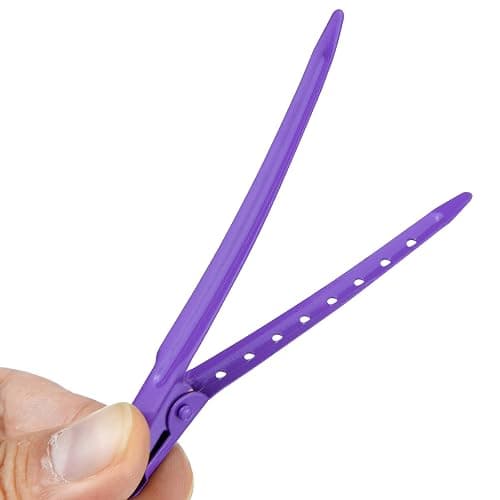 24 Packs Duck Bill Clips, Bantoye 3.35 Inches Rustproof Metal Alligator Curl Clips with Holes for Hair Styling, Hair Coloring, Purple thumbnail 3