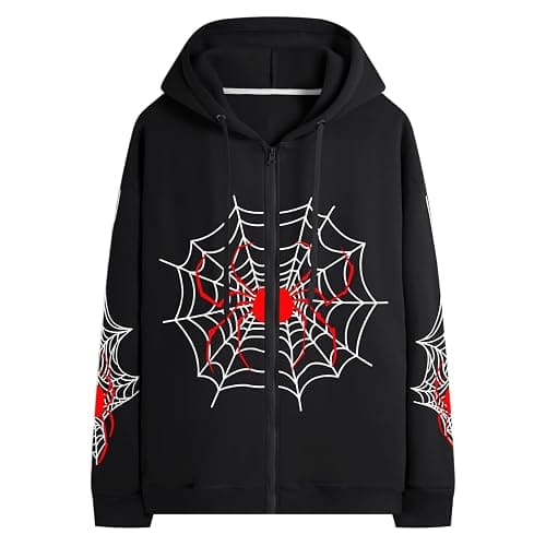 Hesaco Spider Graphic Hoodies Y2k Zip Up Hoodie Men Women Oversized Sweatshirts Y2k Jacket Streetwear Vintage Tops - Image 1