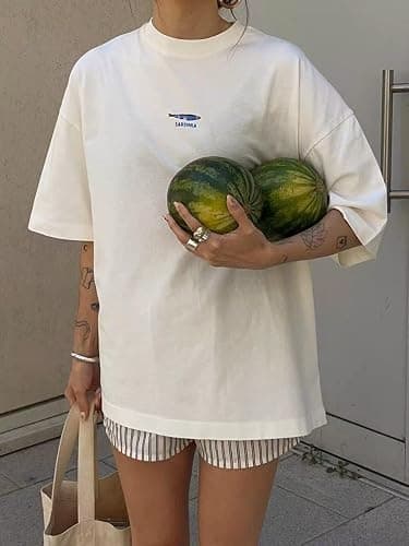 Cute Strawberry Beach Shirts Oversized Graphic Tees Women Short Sleeve Y2k Summer Tops 2000s Aesthetic Preppy Clothes thumbnail 3