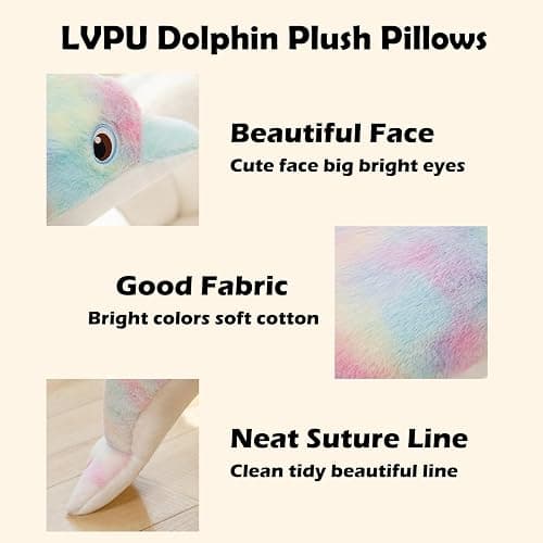 LVPU Dolphin Stuffed Animals Plush Pillows Soft Sea Animal Plush Dolls Stuffed Animal Plushies (Pinkish Yellow-39 Inches) thumbnail 3