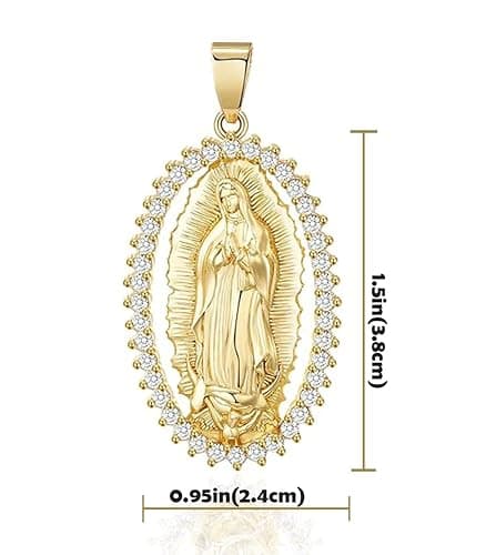 18K Gold Plated Virgin Mary Necklace - Virgen De Guadalupe Mother Mary Our Lady of Guadalupe Pendant Amulet for Women Jewelry Gift thumbnail 2