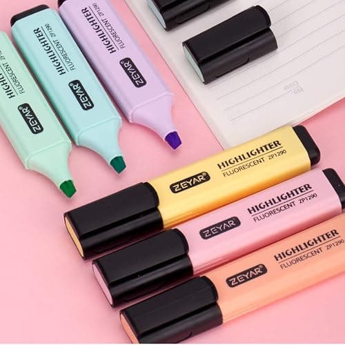 ZEYAR Highlighter, Chisel Tip Marker Pen, AP Certified, Assorted Colors, Water Based, Quick Dry (12 Colors) thumbnail 7