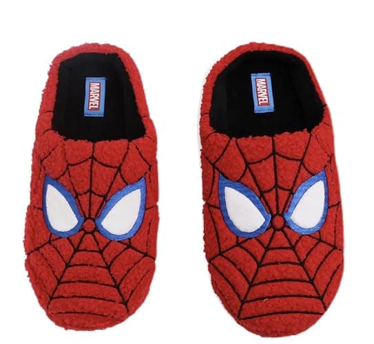 Ground Up Marvel Spiderman Slippers for Men, Fluffy Mens House Shoes - Image 1