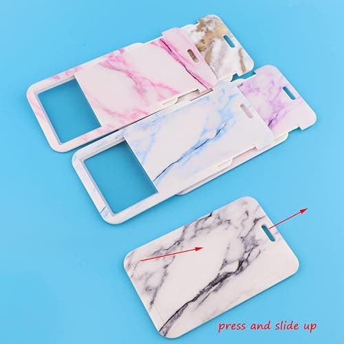 Pink ID Lanyard Badge Holder Cute Keychain for Women Girls Teachers for ID Badge Breakaway Aesthetic Marble Lanyard for Keys School ID Holder thumbnail 4