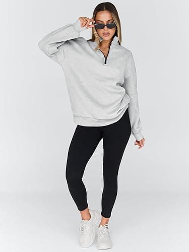 Trendy Queen Womens Oversized Sweatshirts Fall Sweaters Fashion Hoodies Half Zip Pullover Long Sleeve Shirts Clothes thumbnail 5