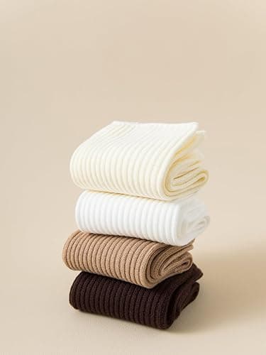DOKUTOKU Womens Crew Socks Size 7-9 Cotton Cute Long Fall Workout Casual Socks 6 Pack thumbnail 4