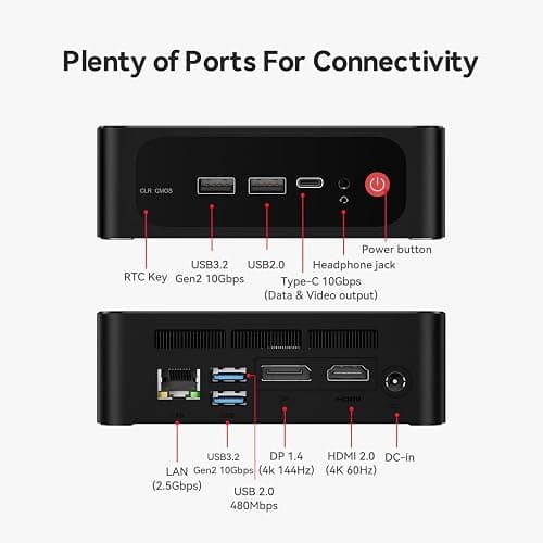 Beelink SER5 MAX Mini PC,AMD Ryzen 7 7735U(8C/16T,up to 4.75 GHz),Mini Computer 24GB LPDDR5 RAM 500GB SSD Graphics 12 core 2200 MHz,Support 4K Triple Display/HDMI+DP+Type-C/Wifi6/BT5.4/USB3.2 thumbnail 6