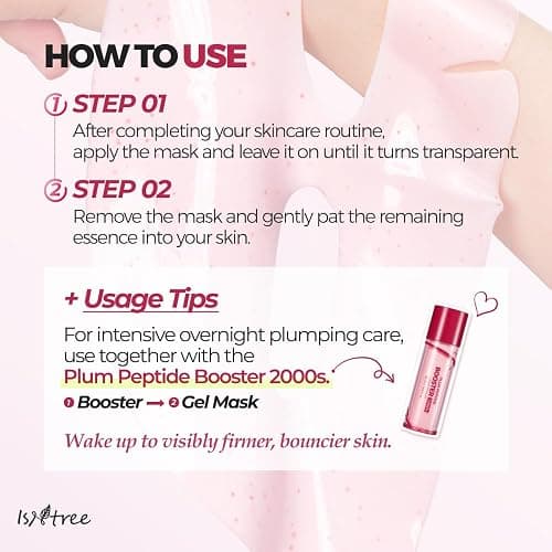 IsNtree Plum Peptide Plumping Gel Mask 30g x 4 Sheets | Korean Skincare | Cooling Gel Mask for Hydration & Firming | Peptides + Plum Extract thumbnail 7