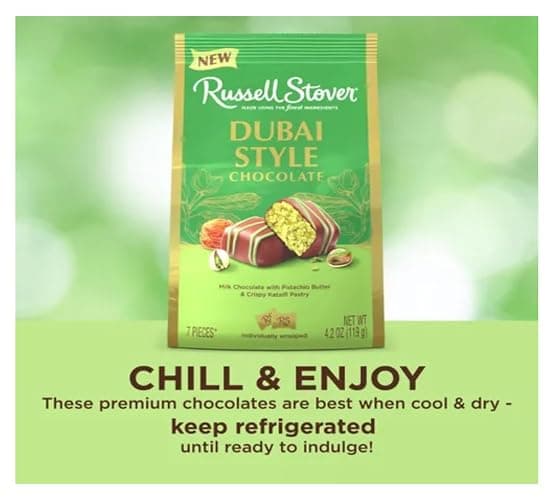 Russell Stover Dubai Style Chocolate - Made Using the Finest Ingredients - Milk Chocolate with Pistachio Butter thumbnail 3