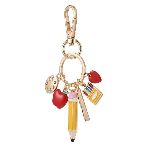 Neyauo Teacher Bag Charm Colorful Teacher Keychain | Thank You Teacher Gifts Teacher Key Chain Teacher Appreciation Accessories - Image 1