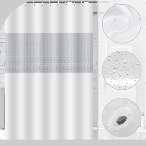 ECO Shower Curtain x2 , Semi Clear PEVA Waterproof Heavy Duty With 3 Magnets, 12 Plastic Hooks, Mould Proof, Quick-Drying Washable for Bathroom Home Decor thumbnail 3